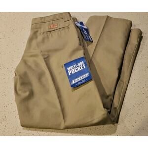 Dickies Women's 14/28 Relaxed Fit Double Knee Pants Khaki Durable Workwear